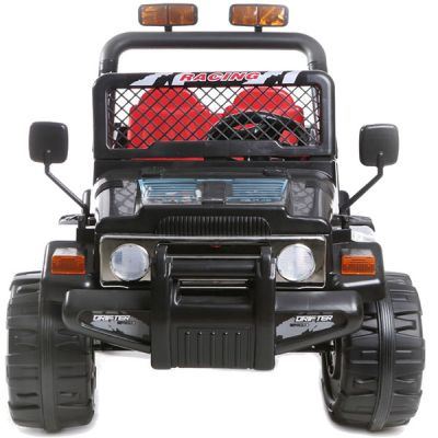Masinuta electrica cu doua locuri si roti din plastic Drifter Jeep 4x4 Negru