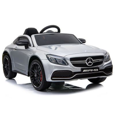 Masinuta electrica cu roti din cauciuc si deschidere usi Mercedes Benz C63s Silver