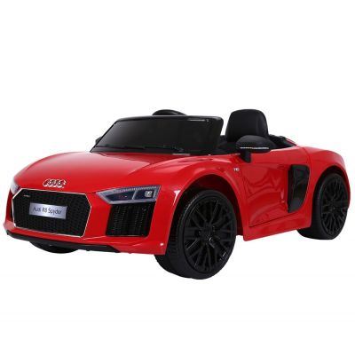 Masinuta electrica cu roti din cauciuc si scaun de piele Audi R8 Spyder Red