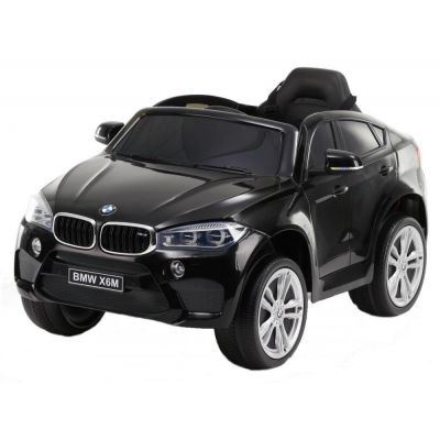 Masinuta electrica cu roti din cauciuc si scaun de piele BMW X6M Black