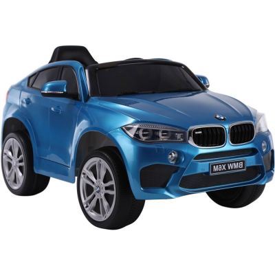 Masinuta electrica cu roti din cauciuc si scaun de piele BMW X6M Blue SP