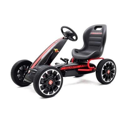 Kart cu pedale, pentru copii, de la Fiat Abarth, cu roti moi, culoare Negra