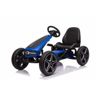 Kinderauto GO Kart cu pedale de la Mercedes, roti cauciuc solid, scaun reglabil, centura de siguranta Albastru