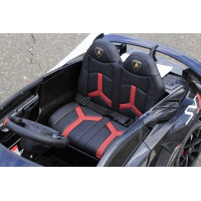 Masinuta electrica cu scaun din piele si roti EVA Lambourghini Aventador Black