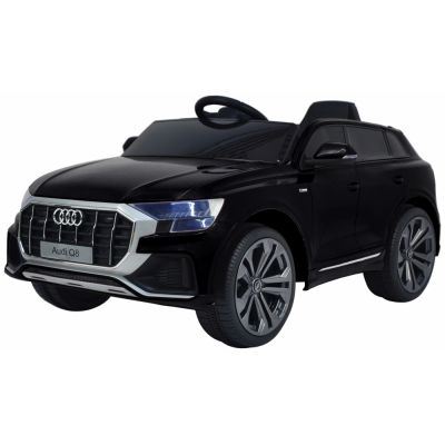 Masinuta electrica cu scaun de piele si roti din cauciuc EVA Audi Q8 Black
