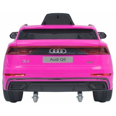 Masinuta electrica cu scaun de piele si roti din cauciuc EVA Audi Q8 Pink