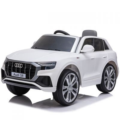 Masinuta electrica cu scaun de piele si roti din cauciuc EVA Audi Q8 White