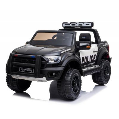 Masinuta electrica Ford Ranger POLICE 90W cu Scaun TAPITAT Negru