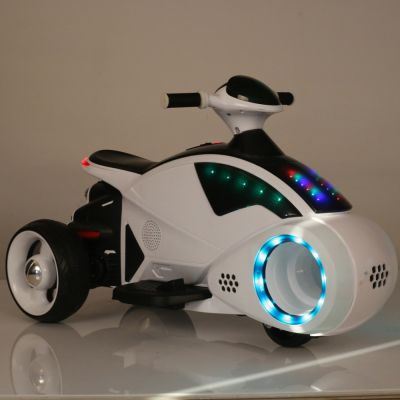 Motocicleta electrica C-toys copii Space Ship cu acumulator muzica si lumini alb