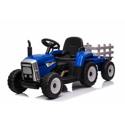 Tractoras electric Kinderauto BJ-611 60W 12V cu remorca si telecomanda Albastru