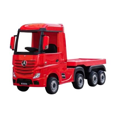 Camion electric 4X4 cu platforma si roti EVA Mercedes Actros Trailer Red