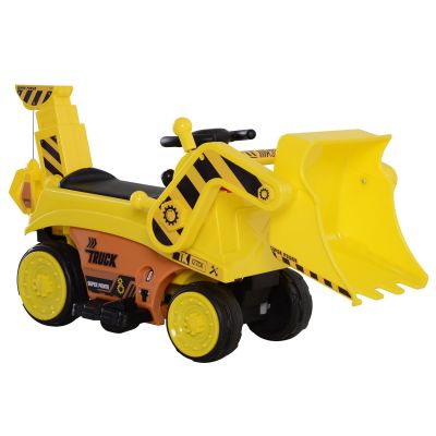 Homcom Excavator Jucarie de Calarit cu Lopata si Grebla Electrica pentru Copii Galben 