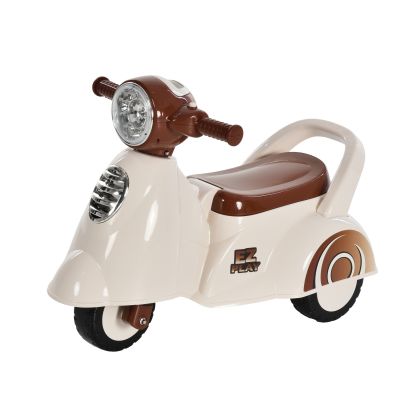 Jucarie Motocicleta Triciclu pentru Copii 12-36 luni Fara Pedale cu Lumini si Sunete cu maner de sprijin in spate Bej si Maro HOMCOM | Aosom RO