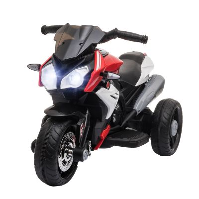 Motocicleta Electrica HOMCOM Copii 3-5 Ani cu Lumini Muzica Baterie 6V Negru Rosu | Aosom RO