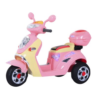 Motoreta Tricicleta Electrica HOMCOM pentru Fetite 6V, Lumini si Muzica, Roz | Aosom Romania