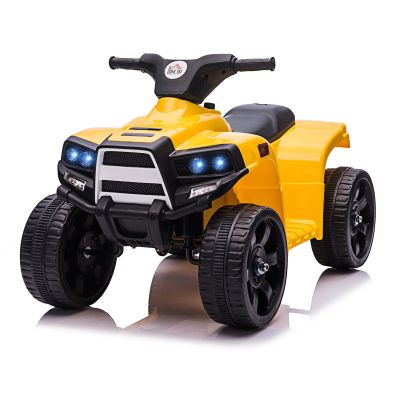 HOMCOM Quad ATV electric cu lumini si claxon 6V, 3 km/h, Kart Jucarii copii 18-36 luni, Negru/Galben | AOSOM RO