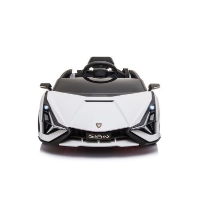 Masinuta electrica 12V cu roti EVA si scaun din piele Lamborghini Sian Alb