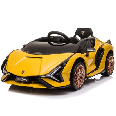 Masinuta electrica 12V cu roti EVA si scaun din piele Lamborghini Sian Galben