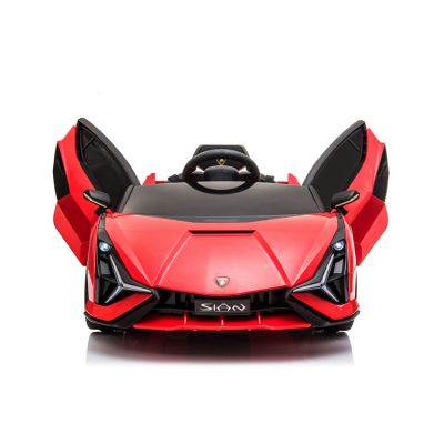 Masinuta electrica 12V cu roti EVA si scaun din piele Lamborghini Sian Rosu