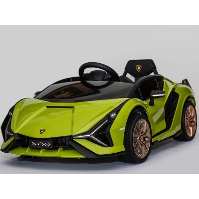 Masinuta electrica 12V cu roti EVA si scaun din piele Lamborghini Sian Verde