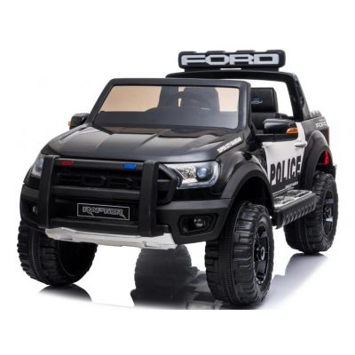 Masinuta electrica 12V cu scaun din piele si roti EVA Ford Ranger Raptor Police Negru