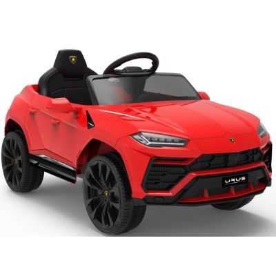 Masinuta electrica 12V Lamborghini Urus Rosu cu scaun de piele si roti EVA