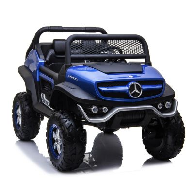 Masinuta electrica cu scaun de piele Mercedes Unimog Paint Blue