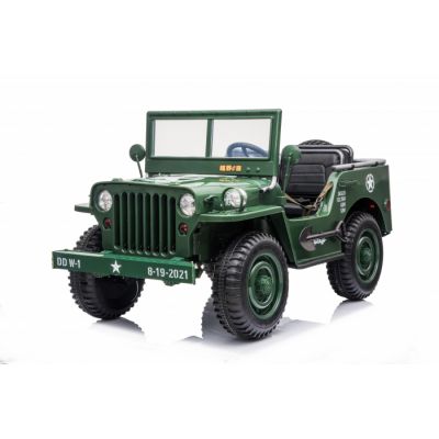 Masinuta electrica pentru 3 copii Jeep USA ARMY 4X4 180W 12V 14Ah, culoare verde