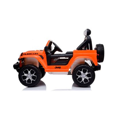 Masinuta electrica Jeep Wrangler Rubicon Portocaliu 4x4 cu telecomanda si scaun piele