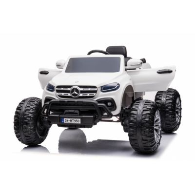 Masinuta electrica Mercedes X-Class Monster Truck 180W 4x4, roti moi, scaun tapitat, culoare Alba