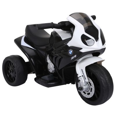 Motocicleta Electrica pentru Copii HOMCOM cu Autorizatie BMW 3 Roti Baterie Reincarcabila 6V Alb si Negru | Aosom RO