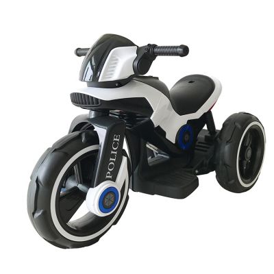 Motocicleta electrica pentru copii Nichiduta Police White 6V 25W, cu suport pentru picioare, amortizor, 2 roti pe spate, display luminos