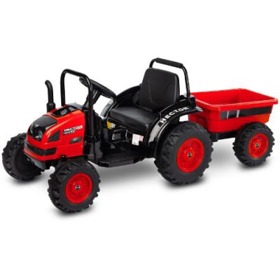 Tractor Electric TOYZ cu Remorca si Telecomanda Hector 12V Rosu