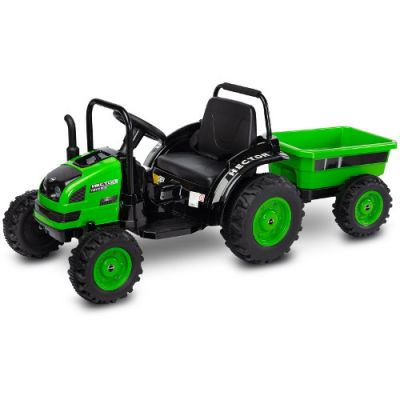 Tractor Electric TOYZ cu Remorca si Telecomanda Hector 12V Verde