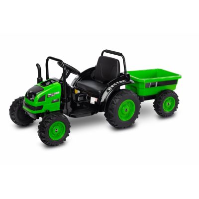 Tractor electric cu remorca si telecomanda Toyz Hector verde 12V