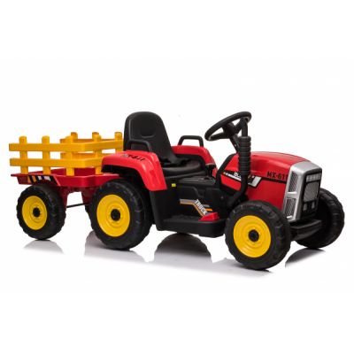 Tractoras electric Kinderauto BJ-611 60W 12V cu remorca si telecomanda Rosu