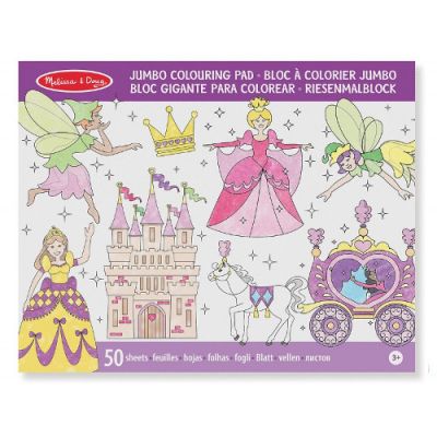 Caiet Jumbo Melissa & Doug cu Desene pentru Colorat Printese si Zane