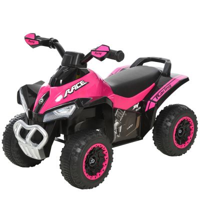 HOMCOM ATV Jucarie pentru copii Ride On cu lumini si sunete, miscare prin impingere varsta recomandata 18-36 luni, roz, 67,5x38x 44cm