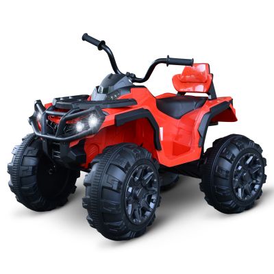 HOMCOM ATV pentru Copii Electric Baterie 12V 2 Viteze cu lumini si mufa USB cu roti amortizate, rosu, 103x68x73cm