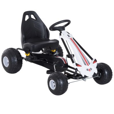 Homcom Go-Kart cu Pedale pentru Copii, Alb si Negru 