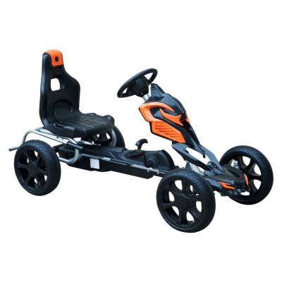 HomCom Go-Kart cu Pedale pentru Copii in Otel,Oranj si Negru | Aosom RO