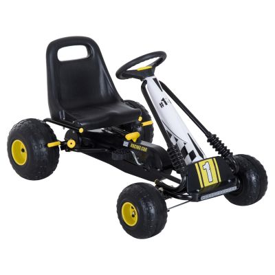 Homcom Go-Kart cu Pedale pentru Copii, Negru si Galben | Aosom Ro