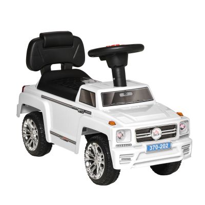 HOMCOM Masina Jucarie de Condus Vehicul de Teren pentru Copii cu Faruri si Muzica Integrate, Varsta 18-36 luni, 68x30.5x41.5cm, Alb Volan | AOSOM.ro