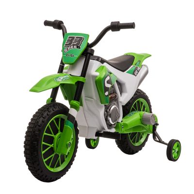 Motocicleta de Cros Electrica HOMCOM pentru Copii de 3-5 ani, Baterie 12V Reincarcabila 106,5x51,5x68cm, Verde | Aosom Romania