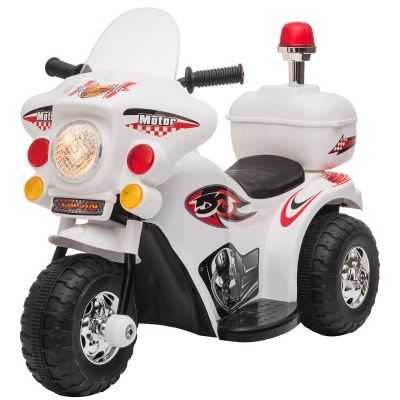 Motocicleta Electrica pentru copii HOMCOM 18-36 luni, baterie de 6V, PP Otel, Alba | AOSOM RO