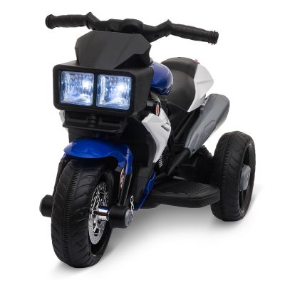 HOMCOM Motocicletă Electrică Copii 3-6 Ani, 3 Roți, Baterie 6V, din PP și Metal, Albastru Închis și Negru, 86x42x52cm | Aosom Romania