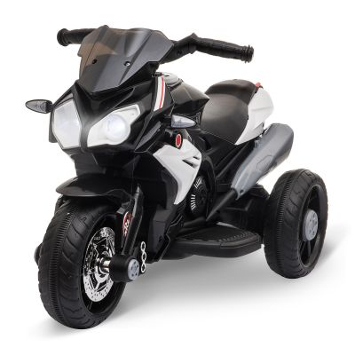 HOMCOM Motocicleta Electrica pentru Copii 3-6 ani Max. 25 kg cu Lumini, Muzica, Baterie 6V si Viteza 3km/h, Neagra
