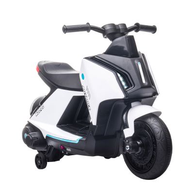 HOMCOM Motocicletă Electrică Albă pentru Copii, Vehicul cu Baterie 6V, Ideal pentru Vârsta de 3-5 Ani | Aosom Romania