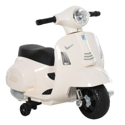 HOMCOM Motocicleta Electrica pentru Copii cu Licenta Oficiala Vespa Baterie 6V pentru Copii cu varste cuprinse intre 18-36 luni 66.5x38x52cm