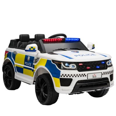 Masina Electrica pentru Copii de Politie Baterie 12V si Telecomanda, Sirena Lumini, Conexiune USB pentru Muzica 110x68x52cm HOMCOM | Aosom Romania